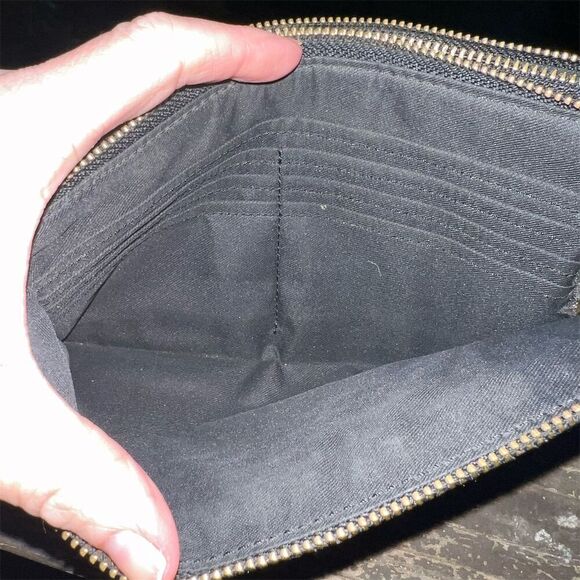 COACH Double Zip Wristlet Phone Wallet Black w Gold Hardware AUTHENTIC - Picture 6 of 7